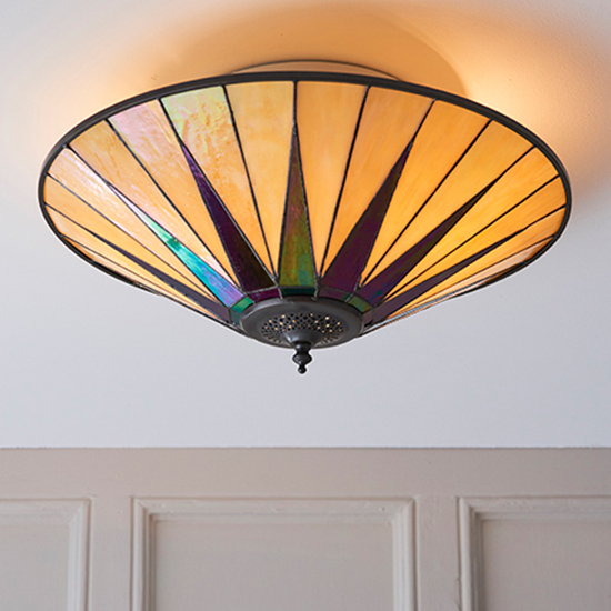 Read more about Dark star 2 lights glass flush ceiling light in dark bronze