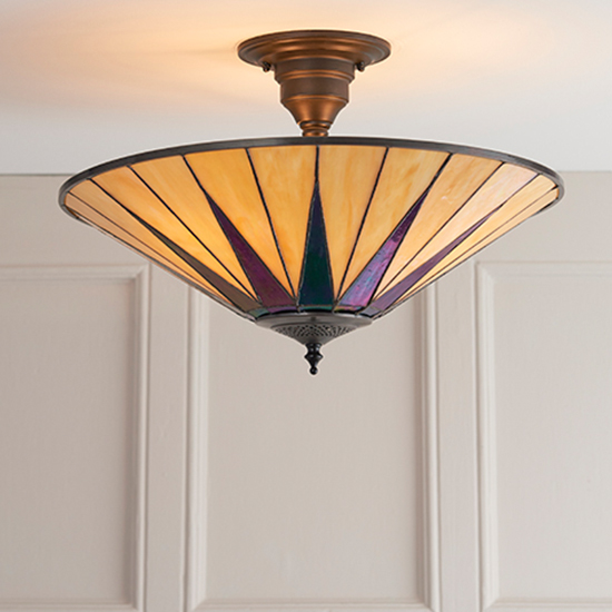 Photo of Dark star 3 lights glass semi flush ceiling light in dark bronze