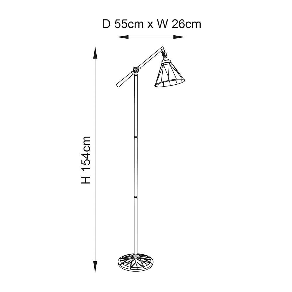 Dark Star Task Tiffany Cream Glass Floor Lamp In Black