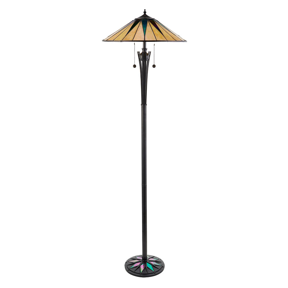 Dark Star Tiffany Cream Glass Floor Lamp In Black