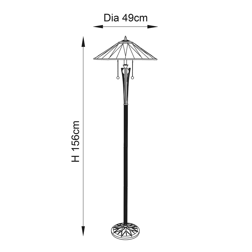 Dark Star Tiffany Cream Glass Floor Lamp In Black