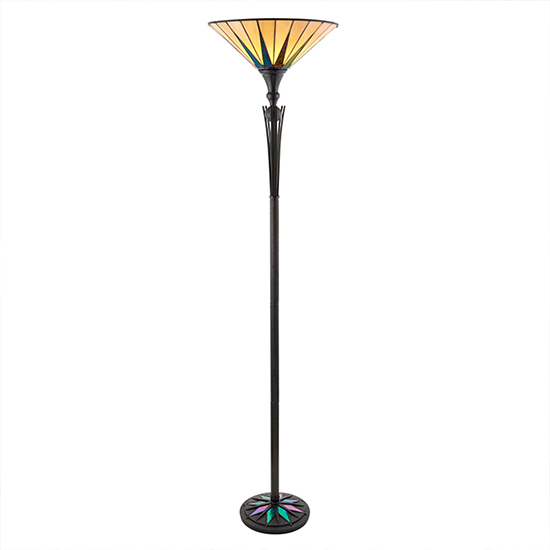 Dark Star Tiffany Glass Uplighter Floor Lamp In Dark Bronze
