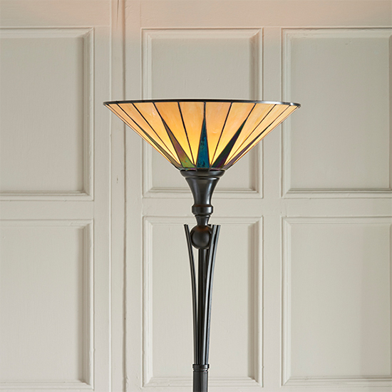 Dark Star Tiffany Glass Uplighter Floor Lamp In Dark Bronze_3