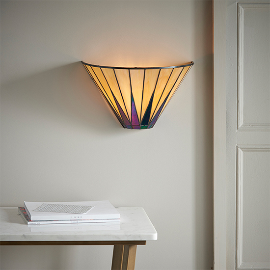 Dark Star Tiffany Glass Wall Light In Matt Black