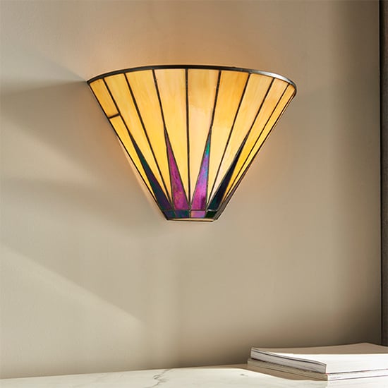 Product photograph of Dark Star Tiffany Glass Wall Light In Matt Black from Furniture in Fashion