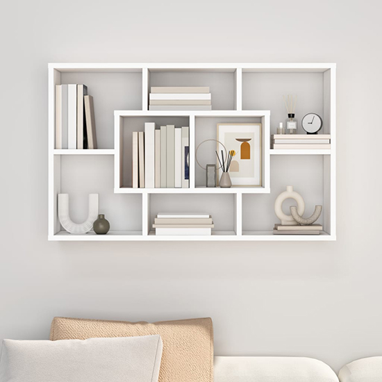Darko Rectangular High Gloss Wall Shelf In White Furniture in Fashion