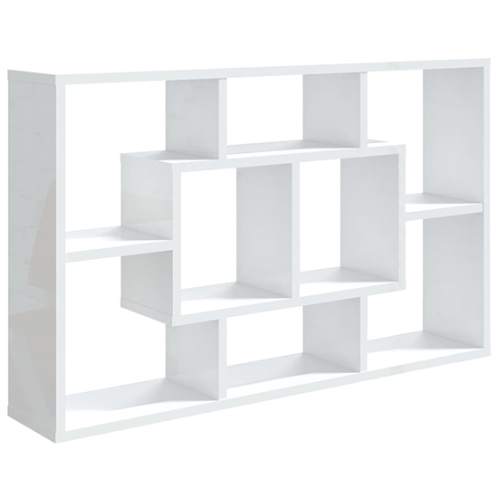 Darko Rectangular High Gloss Wall Shelf In White Furniture in Fashion