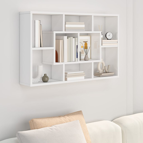Darko Rectangular High Gloss Wall Shelf In White