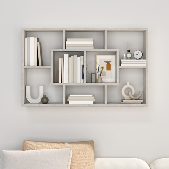 Darko Rectangular Wooden Wall Shelf In Concrete Effect