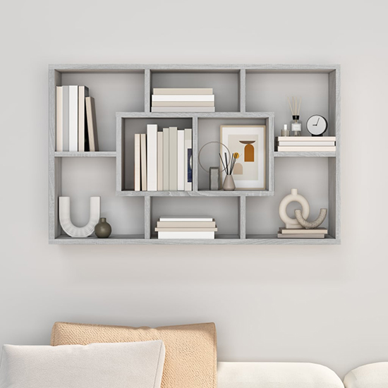 Darko Rectangular Wooden Wall Shelf In Grey Sonoma Oak