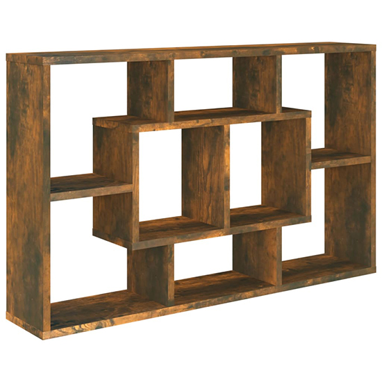 Darko Rectangular Wooden Wall Shelf In Smoked Oak
