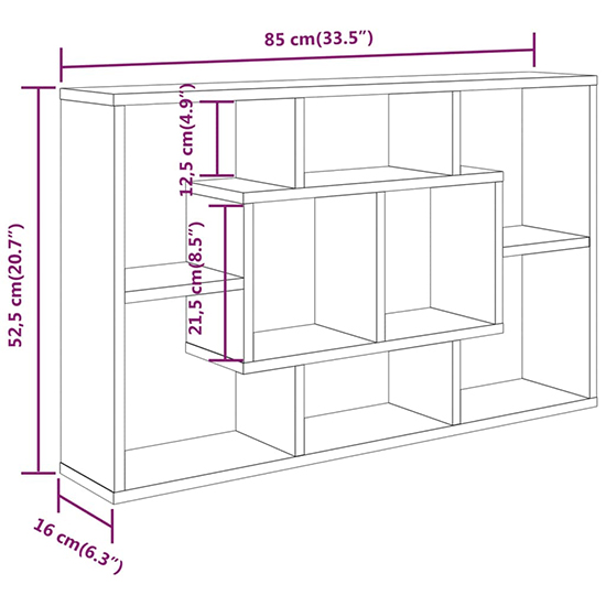 Darko Rectangular Wooden Wall Shelf In Smoked Oak