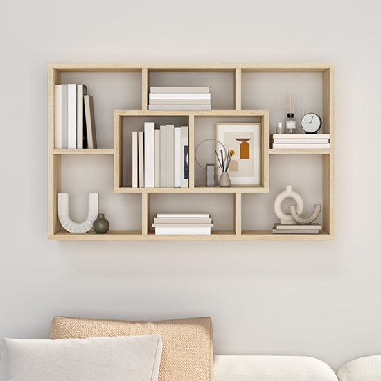 Darko Rectangular Wooden Wall Shelf In Sonoma Oak