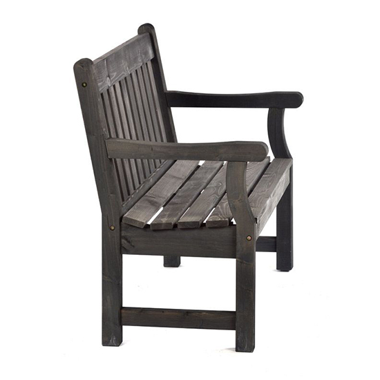 Darko Small Wooden Garden Seating Bench In Dark Grey