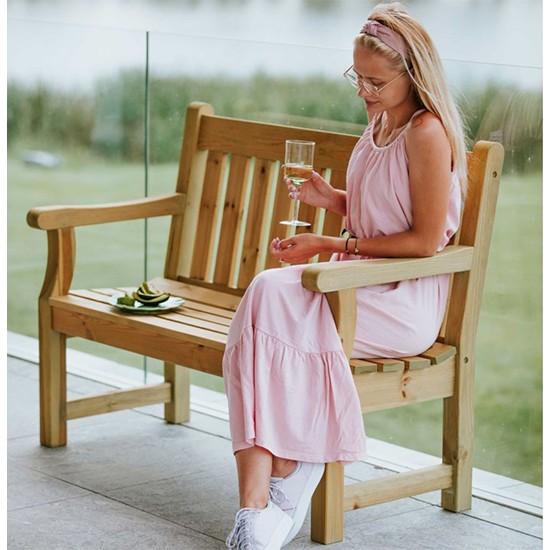 Darko Small Wooden Garden Seating Bench In Green Natural