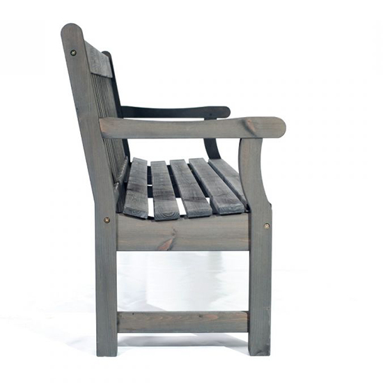 Darko Medium Wooden Garden Seating Bench In Dark Grey