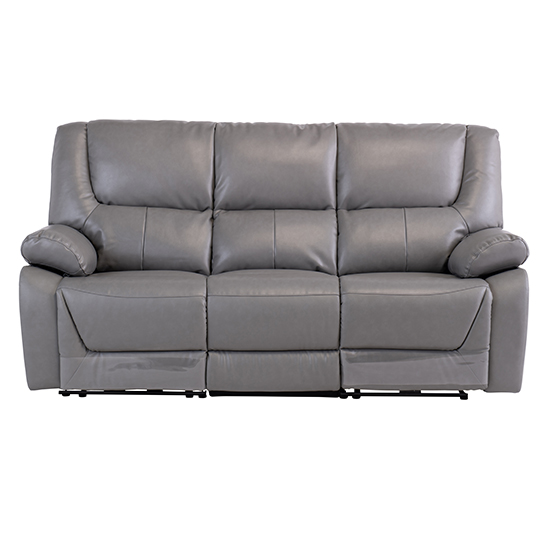Darla Leather Electric Recliner 3 Seater Sofa In Grey