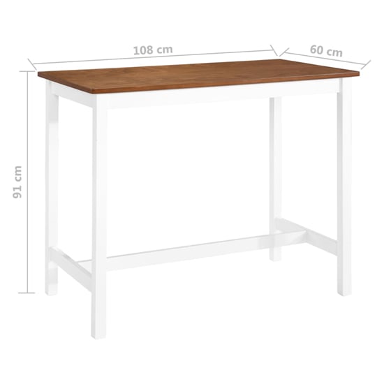 Darla Wooden Bar Table With 2 Bar Stools In Brown And White_5