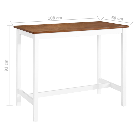 Darla Wooden Bar Table With 4 Bar Stools In Brown And White_5