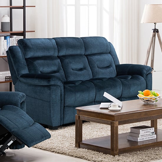 Product photograph of Darley Upholstered Fabric 3 Seater Sofa In Blue from Furniture in Fashion