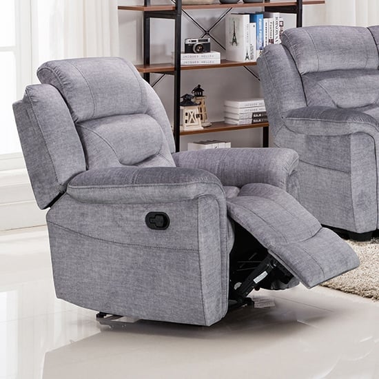 Darley Upholstered Recliner Fabric Armchair In Grey