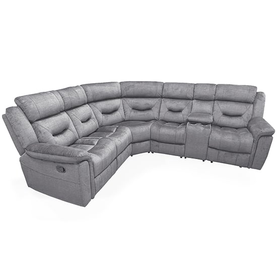 Product photograph of Darley Upholstered Recliner Fabric Corner Sofa In Grey from Furniture in Fashion