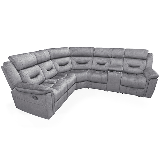 Product photograph of Darley Upholstered Recliner Fabric Corner Sofa In Grey from Furniture in Fashion