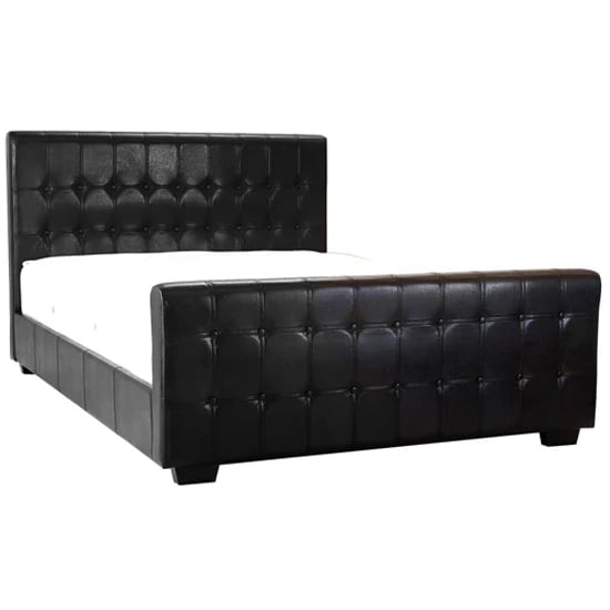 Product photograph of Darra Faux Leather Double Bed In Black from Furniture in Fashion