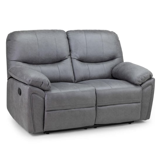 Product photograph of Darrin Faux Leather Recliner 2 Seater Sofa In Grey from Furniture in Fashion