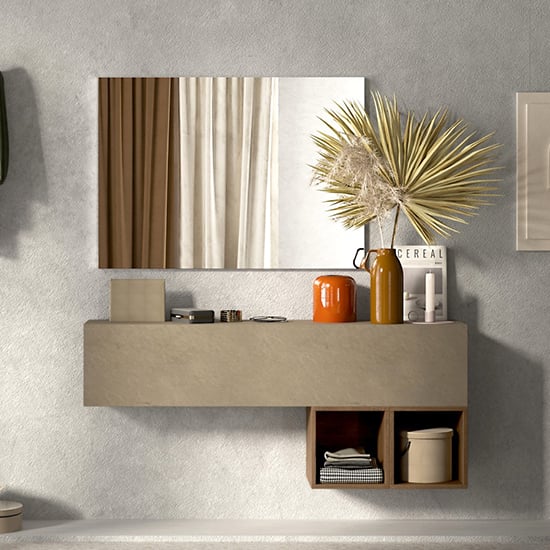 Product photograph of Darrin Wall Hung Hallway Furniture Set In Clay And Mercure from Furniture in Fashion