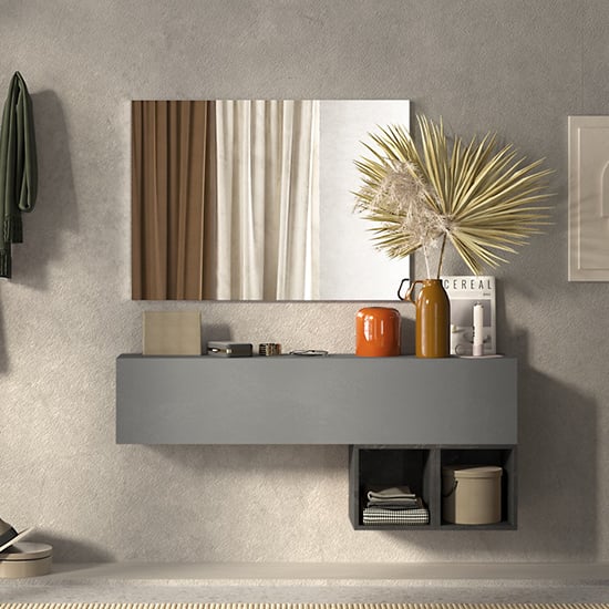 Read more about Darrin wooden hallway furniture set in slate and piombo