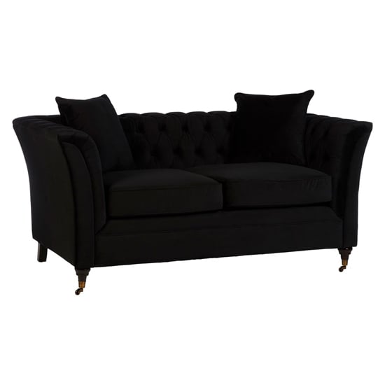 Dartford Upholstered Velvet 2 Seater Sofa In Onyx Black_1