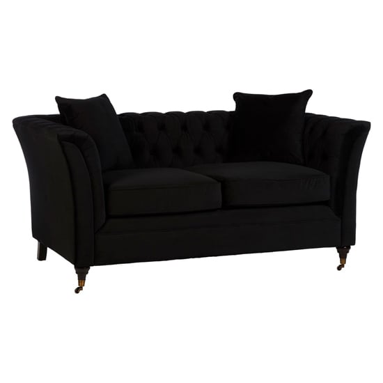 Product photograph of Dartford Upholstered Velvet 2 Seater Sofa In Onyx Black from Furniture in Fashion