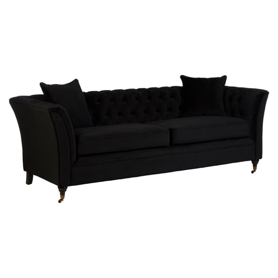 Product photograph of Dartford Upholstered Velvet 3 Seater Sofa In Onyx Black from Furniture in Fashion