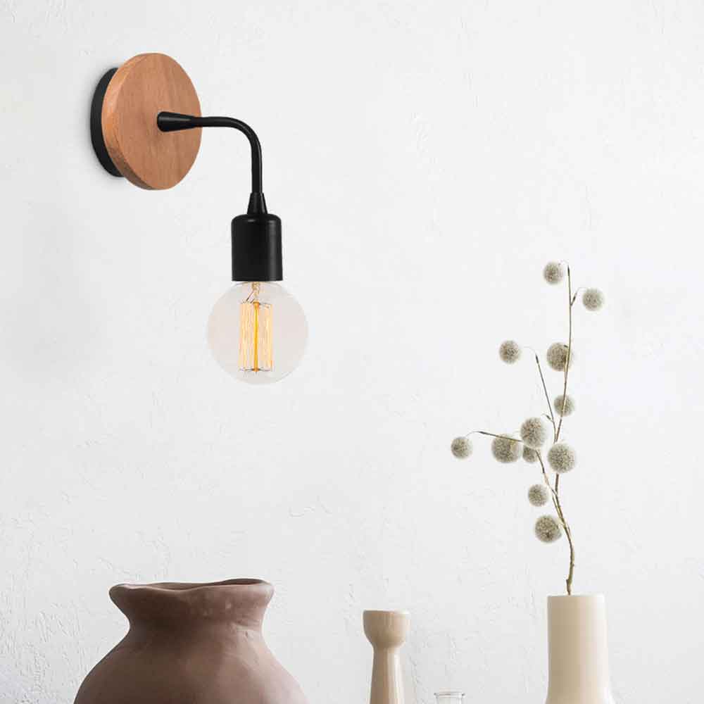 Dartini Metal Wall Lamp in Black and Oak
