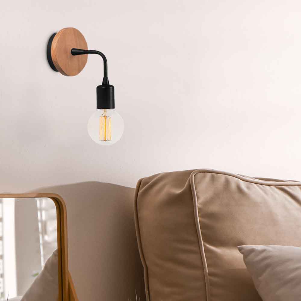 Dartini Metal Wall Lamp in Black and Oak