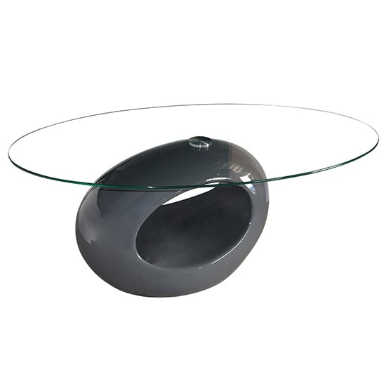 Darva Clear Fibre Glass Coffee Table With Grey High Gloss Base