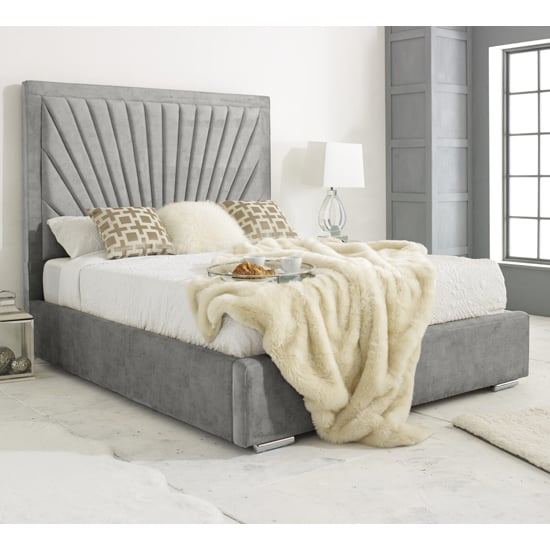 Product photograph of Darwin Plush Velvet Double Bed In Silver from Furniture in Fashion