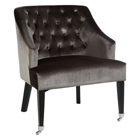 Photo of Darwo upholstered velvet armchair in grey