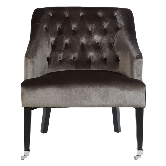 Darwo Velvet Upholstered Accent Chair In Grey FiF