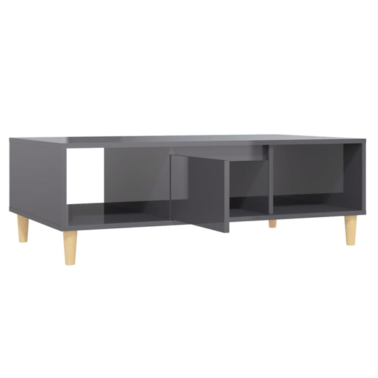 Dastan High Gloss Coffee Table With 1 Door In Grey