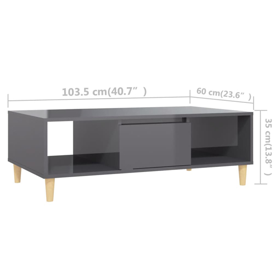 Dastan High Gloss Coffee Table With 1 Door In Grey