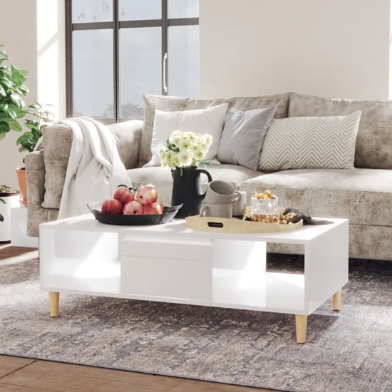 Read more about Dastan high gloss coffee table with 1 door in white