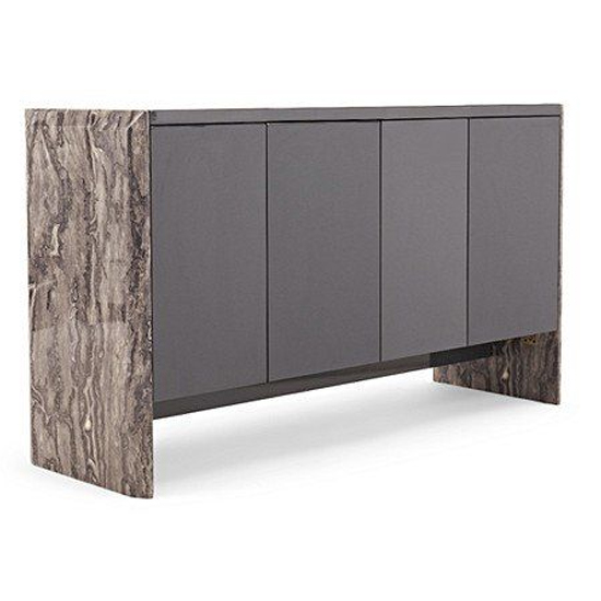 Datchet Marble Sideboard With 4 High Gloss Doors In Grey_4