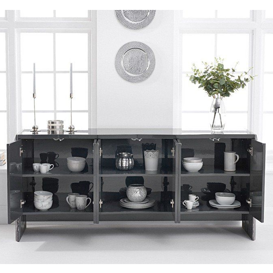 Datchet Marble Sideboard With 6 High Gloss Doors In Grey_2