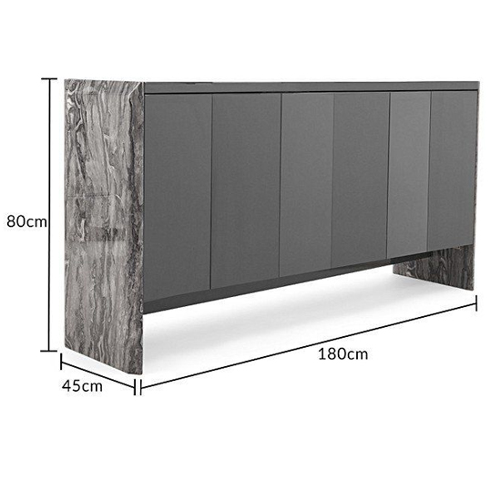 Datchet Marble Sideboard With 6 High Gloss Doors In Grey_6