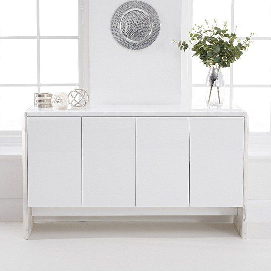 Datchet Marble Sideboard With 4 High Gloss Doors In White_2