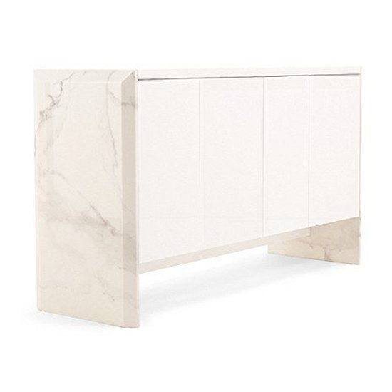 Datchet Marble Sideboard With 4 High Gloss Doors In White_4
