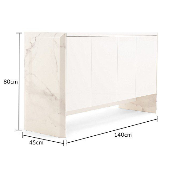 Datchet Marble Sideboard With 4 High Gloss Doors In White_6
