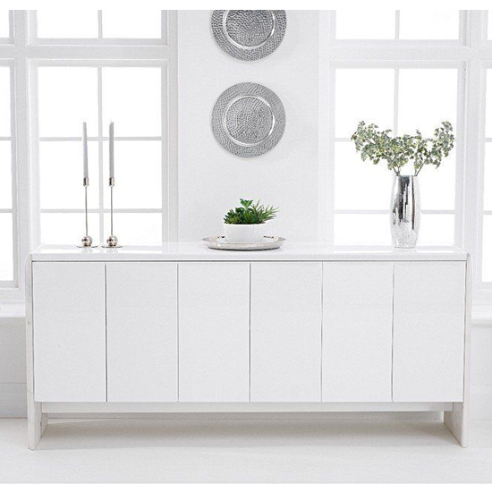 Datchet Marble Sideboard With 6 High Gloss Doors In White_2